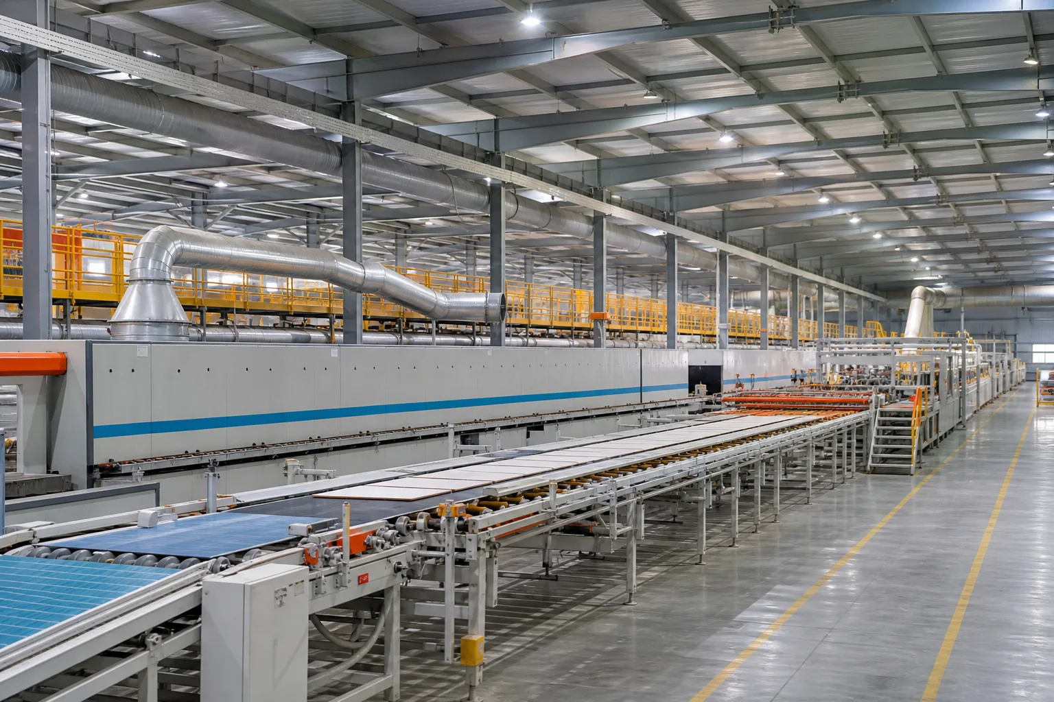 Modern ceramic production infrastructure and material handling line